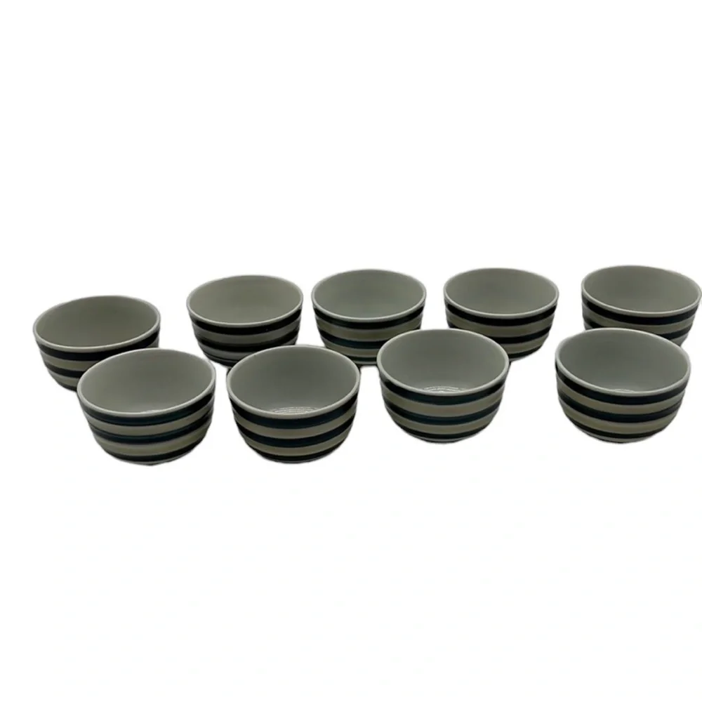 KA Striped Japanese Tea Cups Made In Occupied Japan Set 9